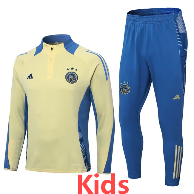 24-25 Ajax Yellow Kids Half Pull Tracksuit (童装)(半拉链)