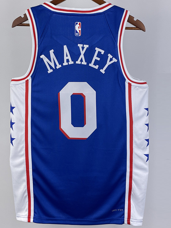 22-23 76ERS MAXEY #0 Blue Top Quality Hot Pressing NBA Jersey (V领）