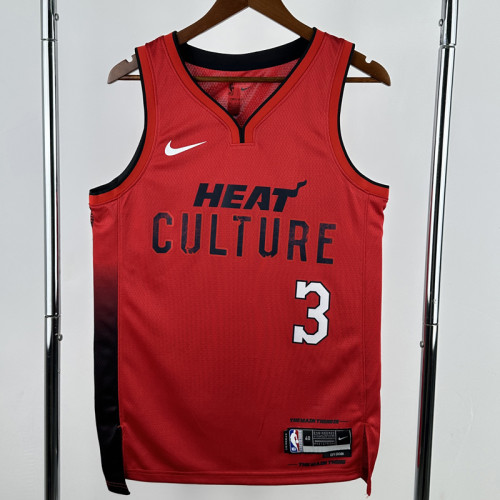 24-25 HEAT WADE #3 Red City Edition Top Quality Hot Pressing NBA Jersey (V领）