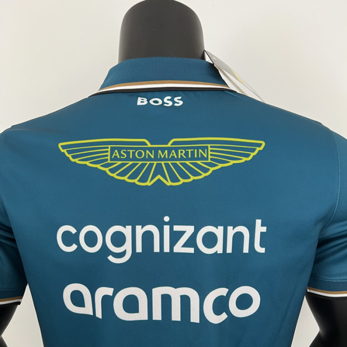 2023 F1 Aston Martin Polo Green Racing Suit(有领)