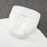24-25 Italy White Hooded Windbreaker Fabric Cotton Coat #G222