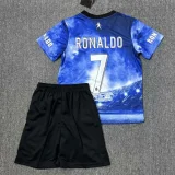 2025-26 RONALDO #7 Blue Special Edition Kids Soccer Jersey