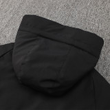 24-25 Spain Black Hooded Windbreaker Fabric Cotton Coat #G233