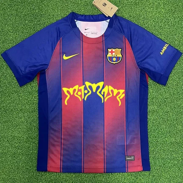 2025/26 FC Barcelona Home Print Personalized AD Fans Soccer Jersey
