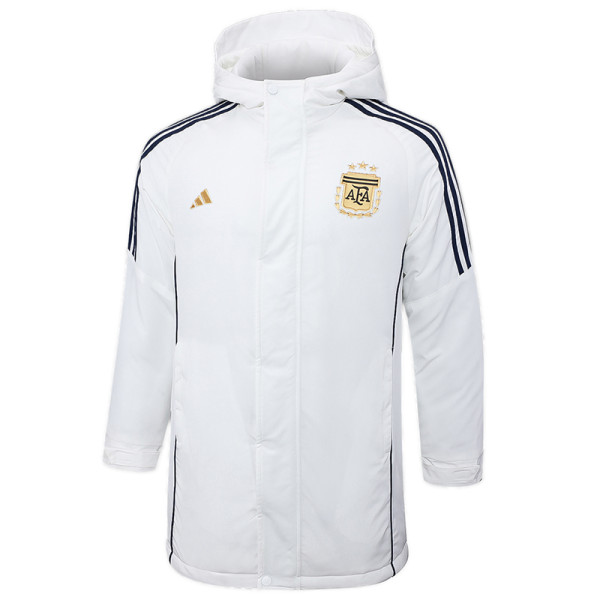 24-25 Argentina White Hooded Windbreaker Fabric Cotton Coat #G183(金标)