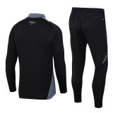24-25 Algeria Black Kids Half Pull Tracksuit (童装)(半拉链)