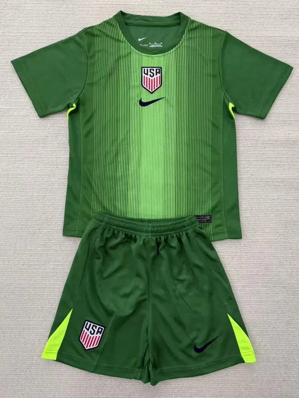 2025-26 USA Green Goalkeeper Kids Soccer Jersey