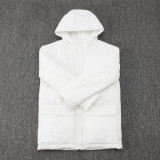 24-25 Marseille White Hooded Windbreaker Fabric Cotton Coat #G247(黑标)