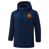 24-25 Marseille Royal Blue Hooded Windbreaker Fabric Cotton Coat #G244(橙标)