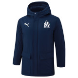 24-25 Marseille Royal Blue Hooded Windbreaker Fabric Cotton Coat #G245(白标)