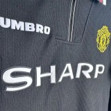 1998-1999 Man Utd Black Long Sleeve Retro Soccer Jersey (长袖)