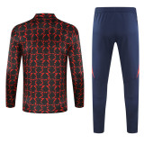 24-25 Man Utd Red black Kids Half Pull Tracksuit (童装)(半拉链)