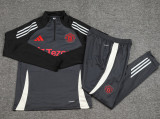 24-25 Man Utd Dark gray Kids Half Pull Tracksuit (童装)(半拉链)