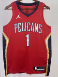 22-23 Pelicans WILLIAMSON #1 Red Top Quality Hot Pressing NBA Jersey (Trapeze Edition) 飞人版