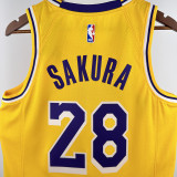 22-23 LAKERS SAKURA #28 Yellow Top Quality Hot Pressing NBA Jersey(圆领)