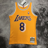 1997 LAKERS BRYANT #8 Yellow Retro Top Quality Hot Pressing NBA Jersey(圆领)