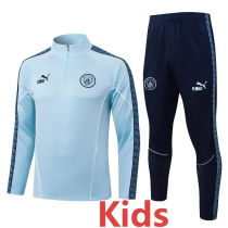 25-26 Man City Light blue Kids Half Pull Tracksuit #E25229(童装)(半拉链)