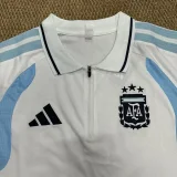  26-27 Argentina White Polo Short Sleeve (半拉链)