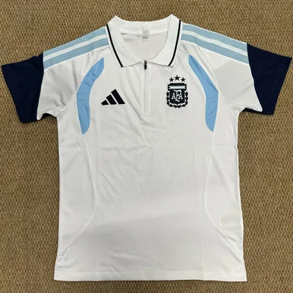  26-27 Argentina White Polo Short Sleeve (半拉链)