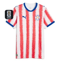 26-27 Paraguay Home Fans Soccer Jersey (Right-Arm Patch)