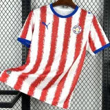 26-27 Paraguay Home Fans Soccer Jersey (Right-Arm Patch)