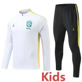  26-27 Brazil White Kids Half Pull Tracksuit (童装)(半拉链)