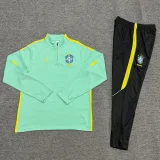 26-27 Brazil Light green Kids Half Pull Tracksuit (童装)(半拉链)