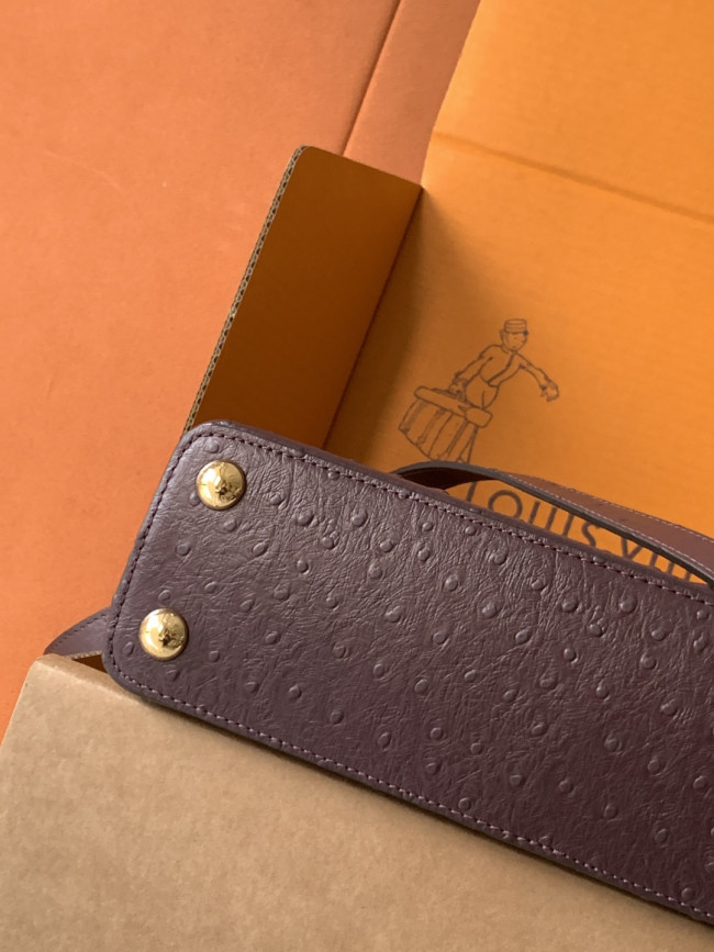 Louis Vuitton M24714 ブラウンパープルオーストリッチ柄 金具バックル 27x18x9CM