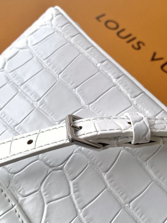 Louis Vuitton M93429 ホワイトグロスクロコダイル柄銀金具 カプシーヌ ミニハンドバッグ