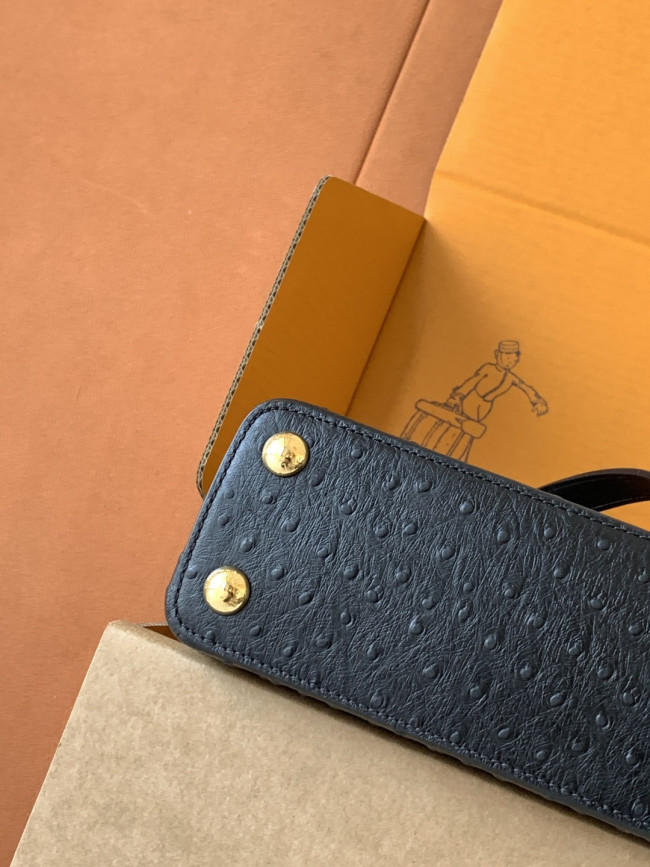 Louis Vuitton M24714 ブラック オーストリッチ柄 ゴールドバックル  27×18×9cm