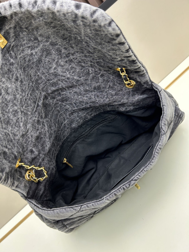 CHANEL ウォッシュドデニム 25K ラージサイズ リボンバッグ サイズ：40×27cm 品番：99888