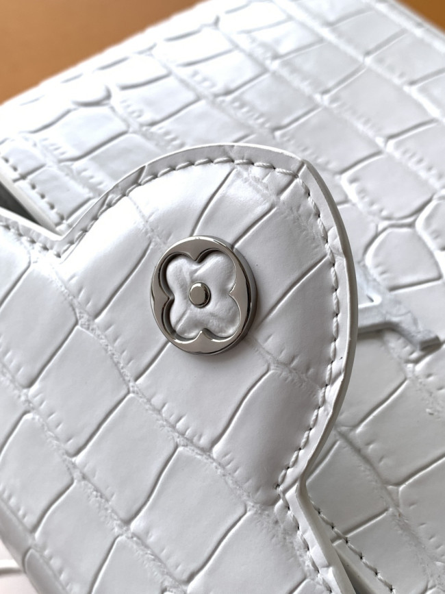 Louis Vuitton M93429 ホワイトグロスクロコダイル柄銀金具 カプシーヌ ミニハンドバッグ