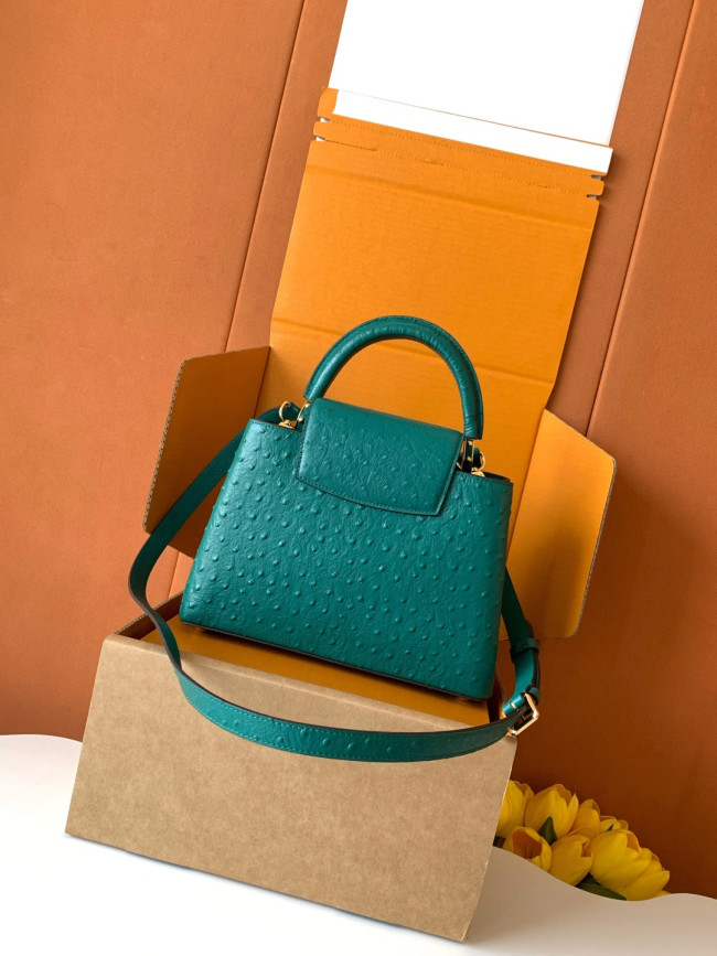 Louis Vuitton M24714 緑色オーストリッチ柄 金具バックル  27x18x9CM