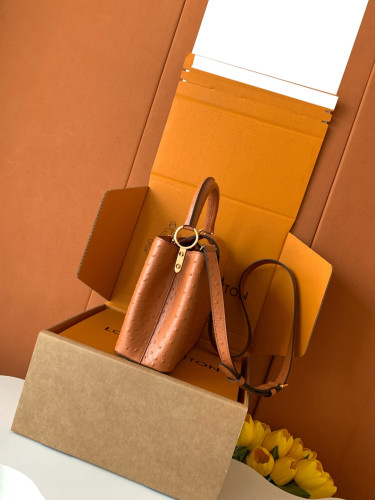 Louis Vuitton M24714 ブラウンオーストリッチ柄 金具バックル  27x18x9CM
