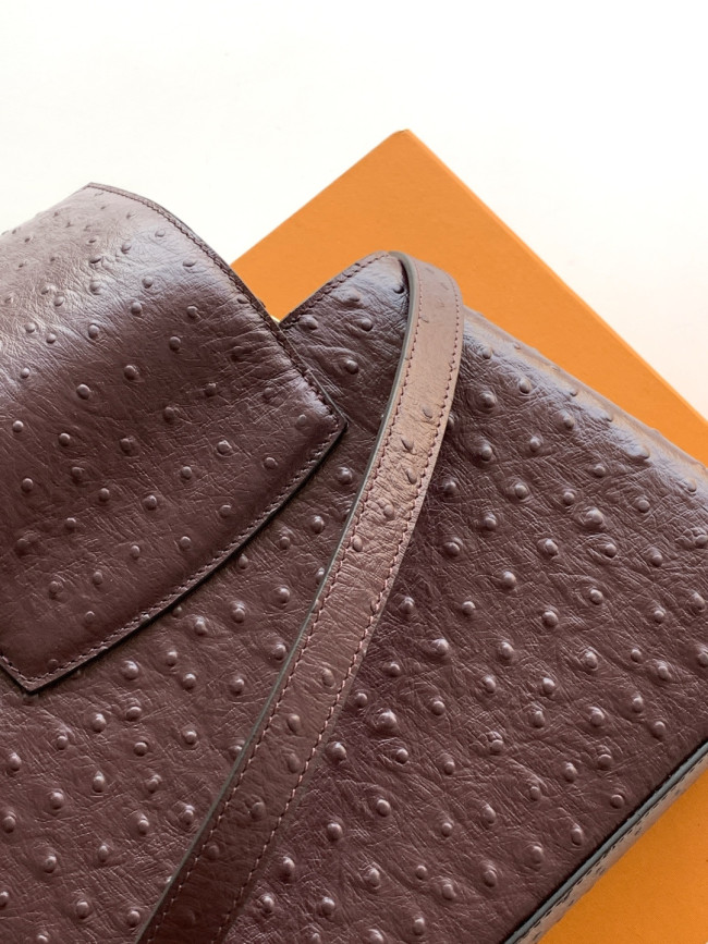 Louis Vuitton M24714 ブラウンパープルオーストリッチ柄 金具バックル 27x18x9CM
