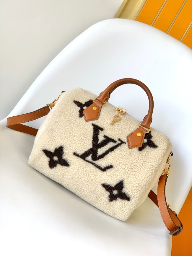 Louis Vuitton Speedy Bandoulière 25 ハンドバッグ M23468 ホワイトラムウール