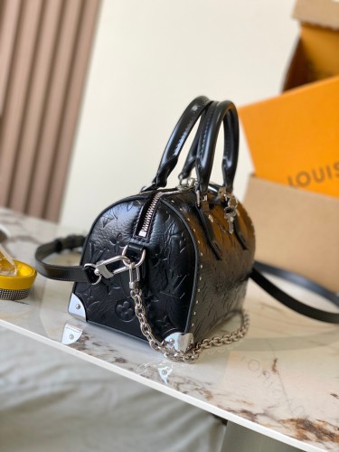 Louis Vuitton M27921 ブラックオイルドレザー スピーディ・トランク 20 ハンドバッグ