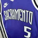 24-25 KINGS FOX #5 Purple Retro Top Quality Hot Pressing NBA Jersey(V领）