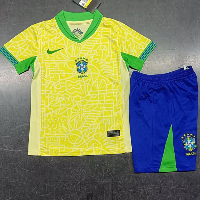 24-25 Brazil Home Kids Soccer Jersey