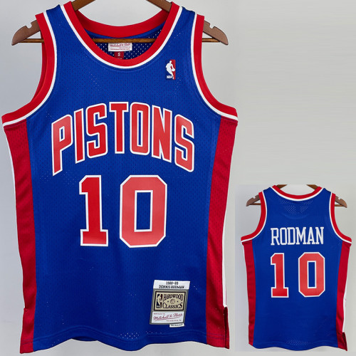 1988-89 OKC RODMAN #10 Blue Retro Top Quality Hot Pressing NBA Jersey