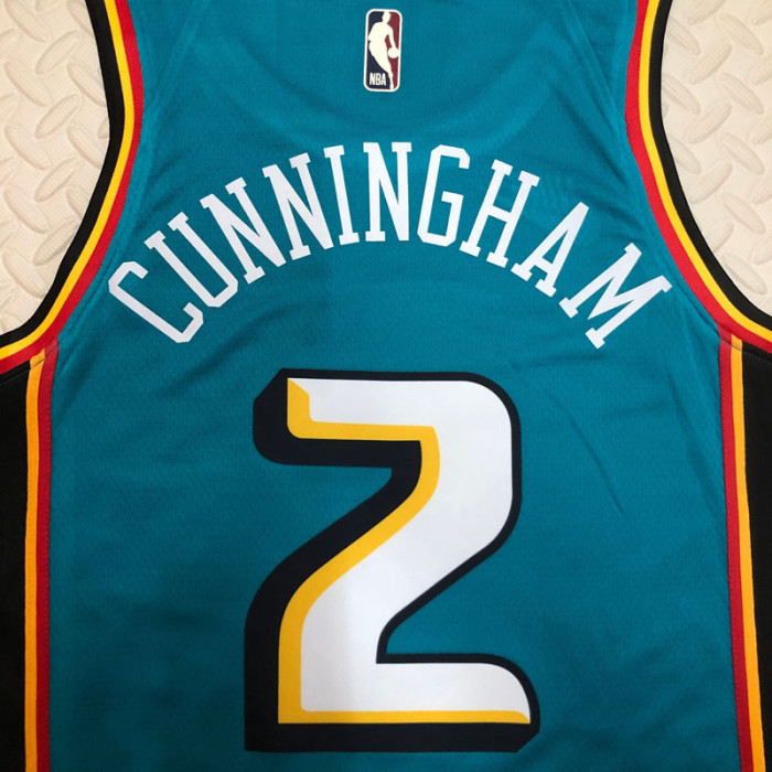 22-23 Pistons CUNNINGHAM #2 Blue Top Quality Hot Pressing NBA Jersey (Retro Logo)