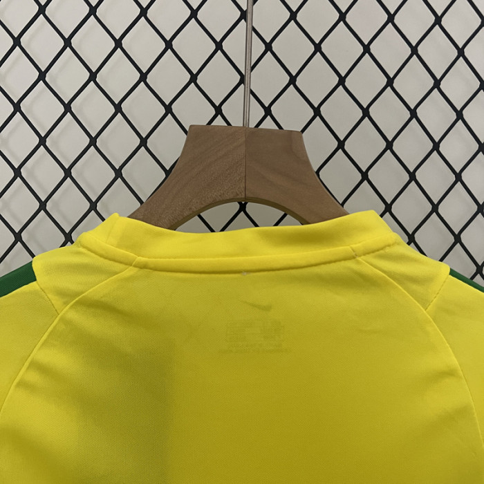 2002 Brazil Home Kids Retro Soccer Jersey