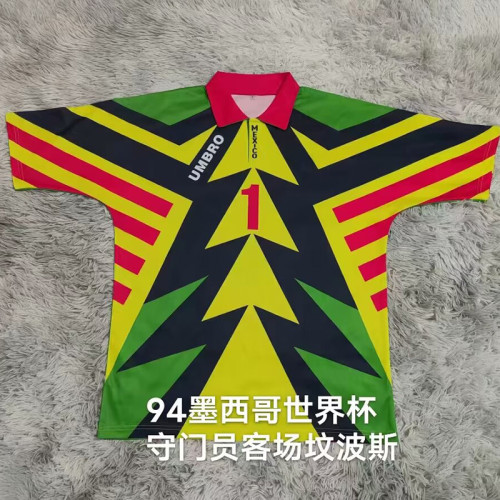 1994客 Mexico Black Green Campos #1 GoalKeeper Retro Soccer Jersey