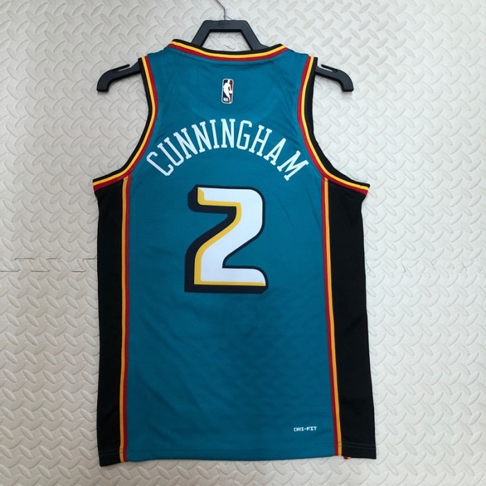 22-23 Pistons CUNNINGHAM #2 Blue Top Quality Hot Pressing NBA Jersey (Retro Logo)