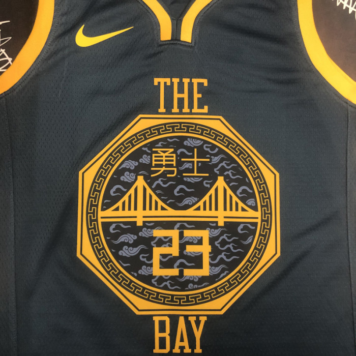 2018 WARRIORS GREEN #23 Black Gray Top Quality Hot Pressing NBA Jersey