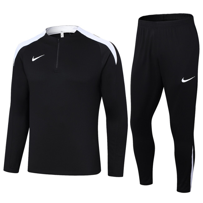 24-25 NK Black Half Pull Tracksuit #05(半拉链)(白色领)