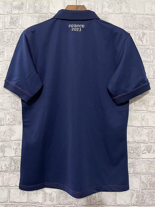 2023 France Royal blue Rugby Polo Short Sleeve #02
