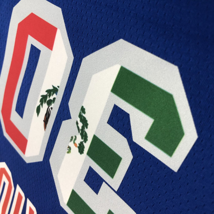 Warriors CURRY #30 'Mexico' Blue 75th Anniversary Retro Top Quality Hot Pressing NBA Jersey