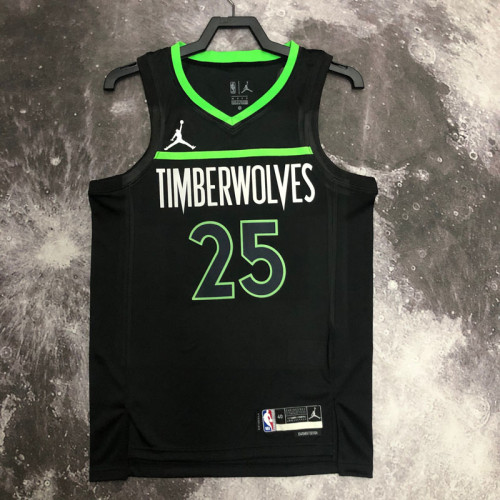 22-23 TIMBERWOLVES ROSE #25 Black Top Quality Hot Pressing NBA Jersey (Trapeze Edition)