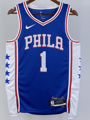 22-23 76ERS HARDEN #1 Blue Top Quality Hot Pressing NBA Jersey (V领）